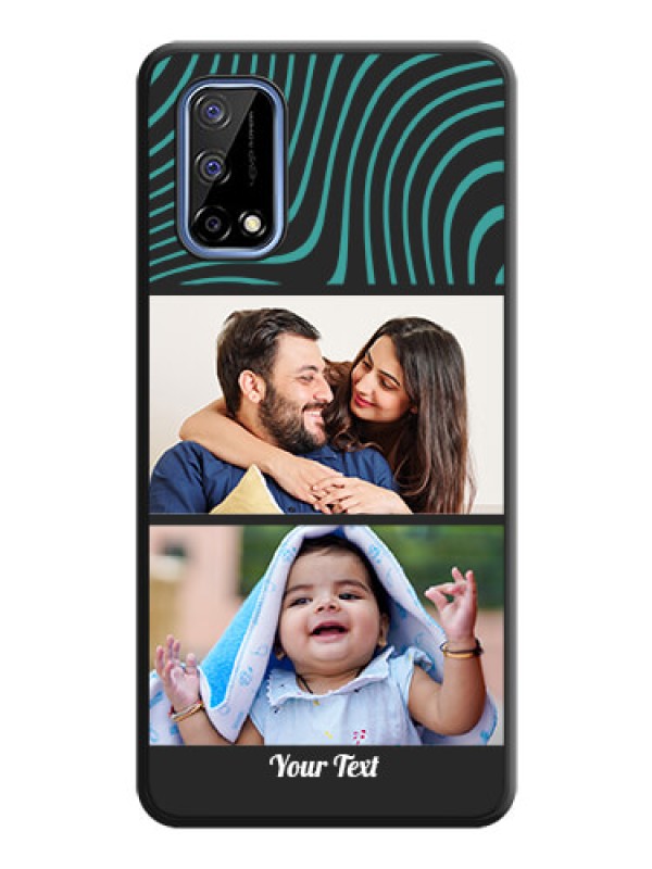 Custom Wave Pattern with 2 Image Holder on Space Black Personalized Soft Matte Phone Covers - Realme Narzo 30 Pro 5G