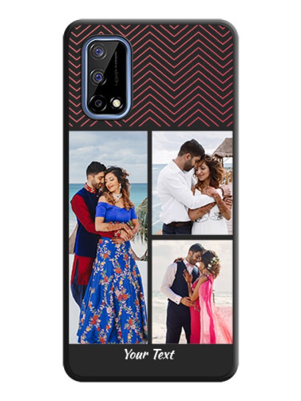 Custom Wave Pattern with 3 Image Holder on Space Black Custom Soft Matte Back Cover - Realme Narzo 30 Pro 5G