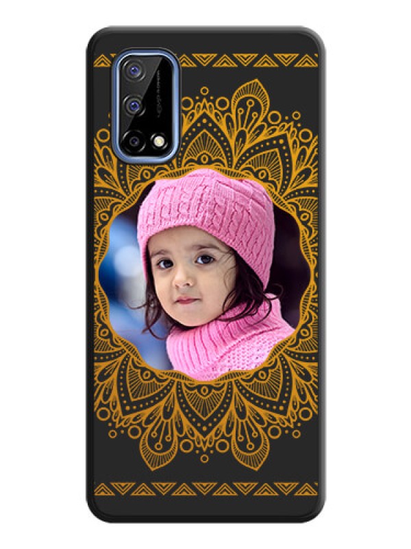 Custom Round Image with Floral Design on Photo on Space Black Soft Matte Mobile Cover - Realme Narzo 30 Pro 5G