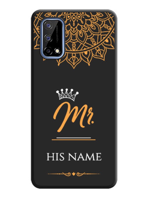 Custom Mr Name with Floral Design on Personalised Space Black Soft Matte Cases - Realme Narzo 30 Pro 5G