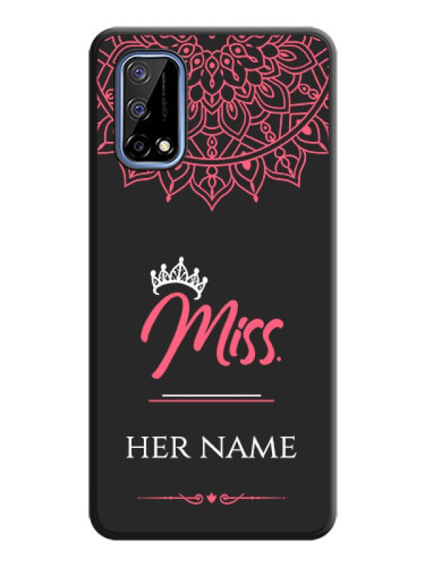 Custom Mrs Name with Floral Design on Space Black Personalized Soft Matte Phone Covers - Realme Narzo 30 Pro 5G
