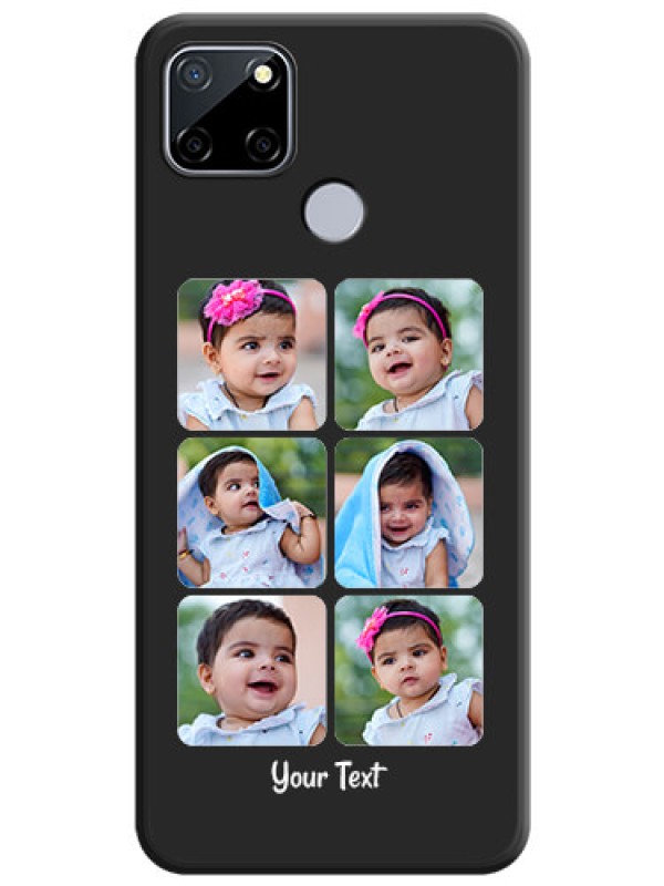 Custom Floral Art with 6 Image Holder on Photo on Space Black Soft Matte Mobile Case - Realme Narzo 30A 
