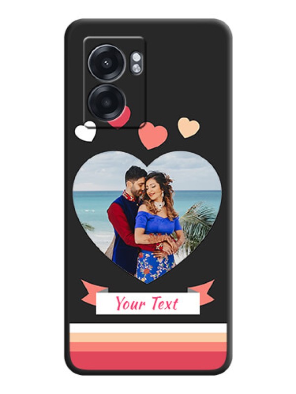 Custom Love Shaped Photo with Colorful Stripes on Personalised Space Black Soft Matte Cases - Realme Narzo 50 5G