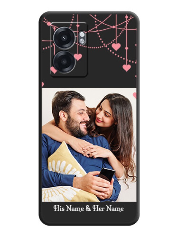 Custom Pink Love Hangings with Text on Space Black Custom Soft Matte Back Cover - Realme Narzo 50 5G