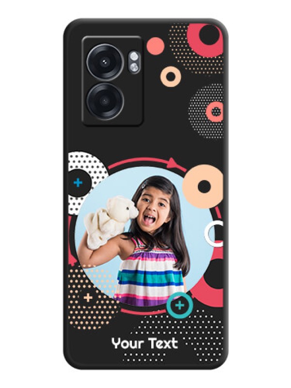 Custom Multicoloured Round Image on Personalised Space Black Soft Matte Cases - Realme Narzo 50 5G
