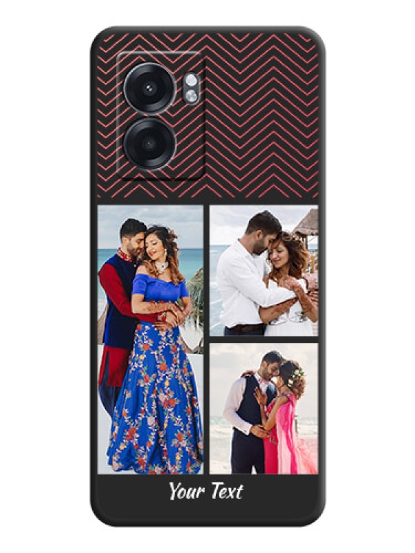 Custom Wave Pattern with 3 Image Holder on Space Black Custom Soft Matte Back Cover - Realme Narzo 50 5G