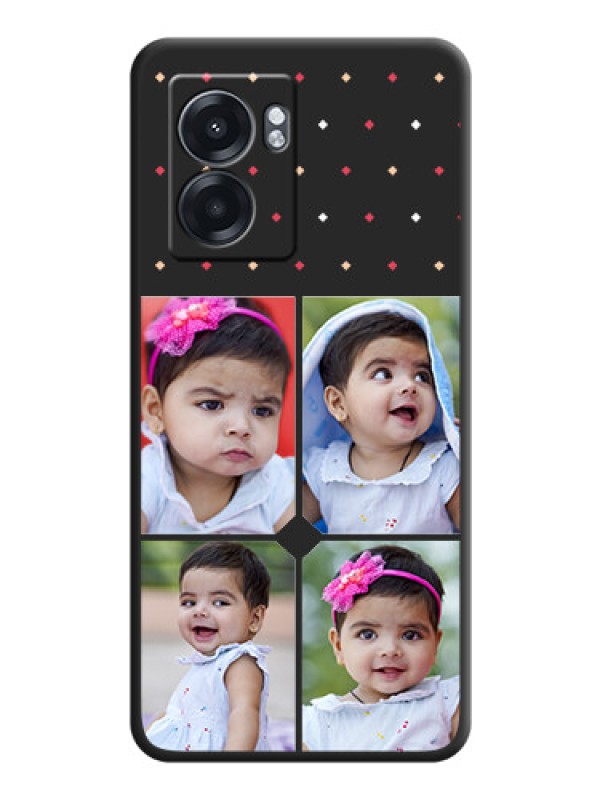 Custom Multicolor Dotted Pattern with 4 Image Holder on Space Black Custom Soft Matte Phone Cases - Realme Narzo 50 5G