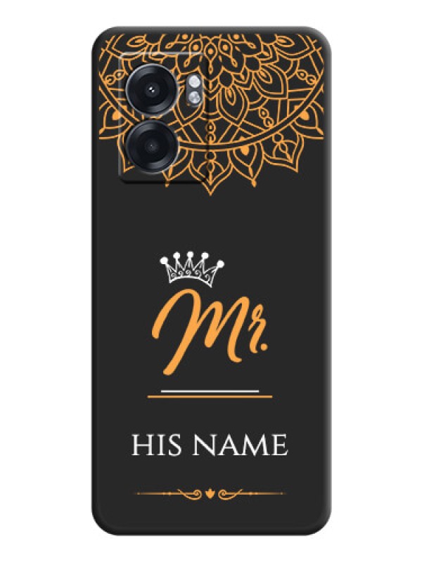 Custom Mr Name with Floral Design  on Personalised Space Black Soft Matte Cases - Realme Narzo 50 5G