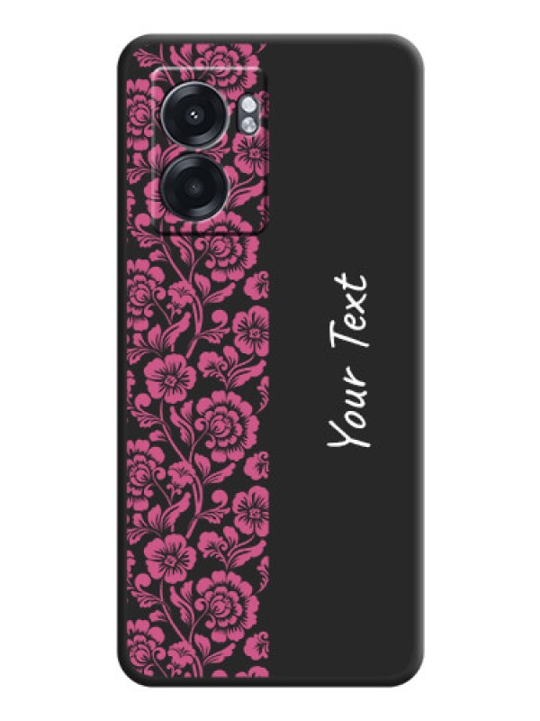 Custom Pink Floral Pattern Design With Custom Text On Space Black Personalized Soft Matte Phone Covers -Realme Narzo 50 5G