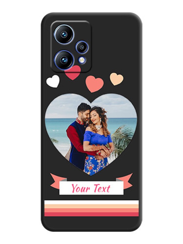 Custom Love Shaped Photo with Colorful Stripes on Personalised Space Black Soft Matte Cases - Realme Narzo 50 Pro 5G