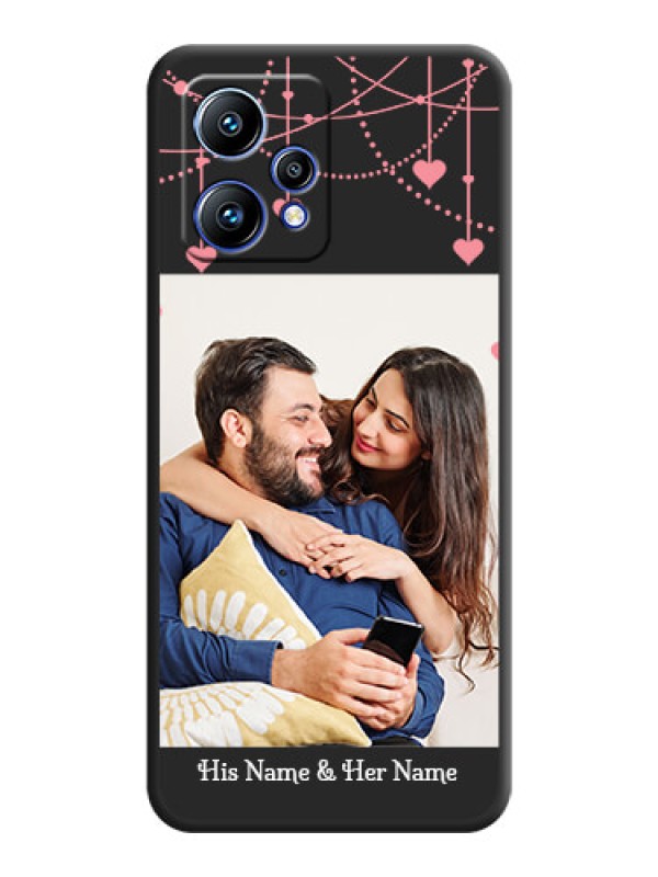 Custom Pink Love Hangings with Text on Space Black Custom Soft Matte Back Cover - Realme Narzo 50 Pro 5G