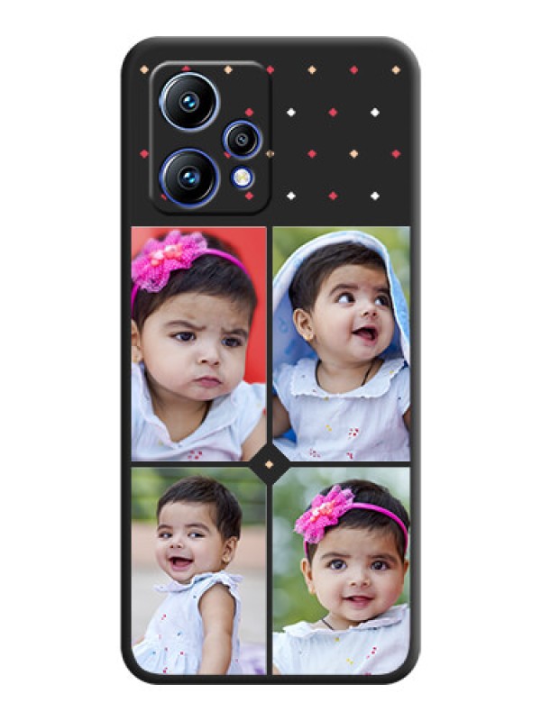 Custom Multicolor Dotted Pattern with 4 Image Holder on Space Black Custom Soft Matte Phone Cases - Realme Narzo 50 Pro 5G