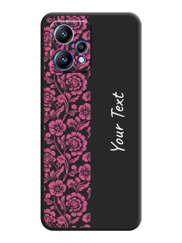 Custom Pink Floral Pattern Design With Custom Text On Space Black Personalized Soft Matte Phone Covers -Realme Narzo 50 Pro 5G