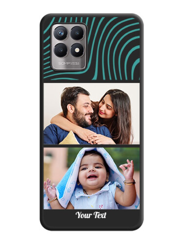 Custom Wave Pattern with 2 Image Holder on Space Black Personalized Soft Matte Phone Covers - Realme Narzo 50