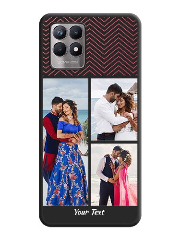 Custom Wave Pattern with 3 Image Holder on Space Black Custom Soft Matte Back Cover - Realme Narzo 50