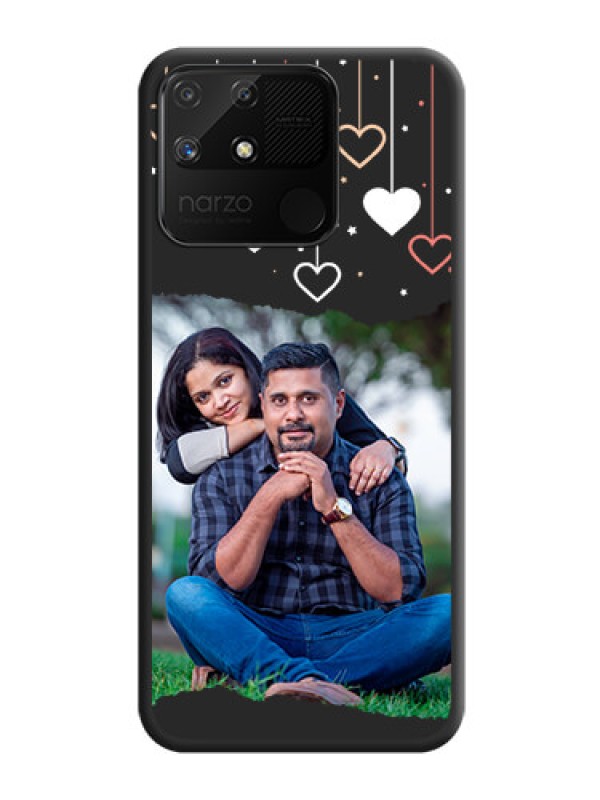 Custom Love Hangings with Splash Wave Picture on Space Black Custom Soft Matte Phone Back Cover - Realme Narzo 50A