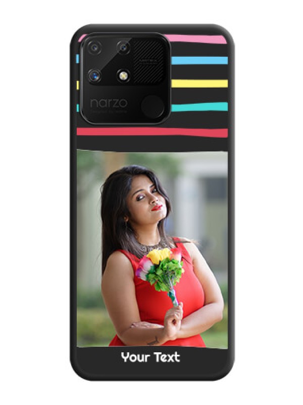 Custom Multicolor Lines with Image on Space Black Personalized Soft Matte Phone Covers - Realme Narzo 50A