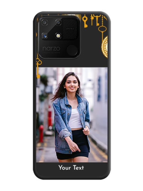 Custom Decorative Design with Text on Space Black Custom Soft Matte Back Cover - Realme Narzo 50A