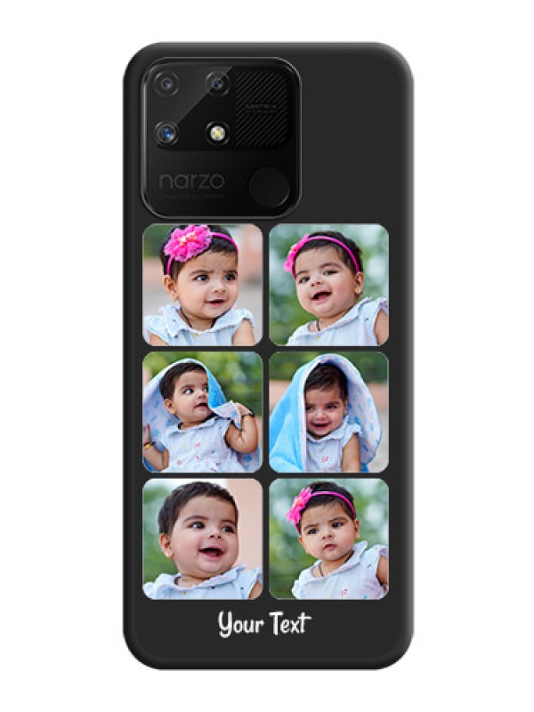 Custom Floral Art with 6 Image Holder on Photo on Space Black Soft Matte Mobile Case - Realme Narzo 50A