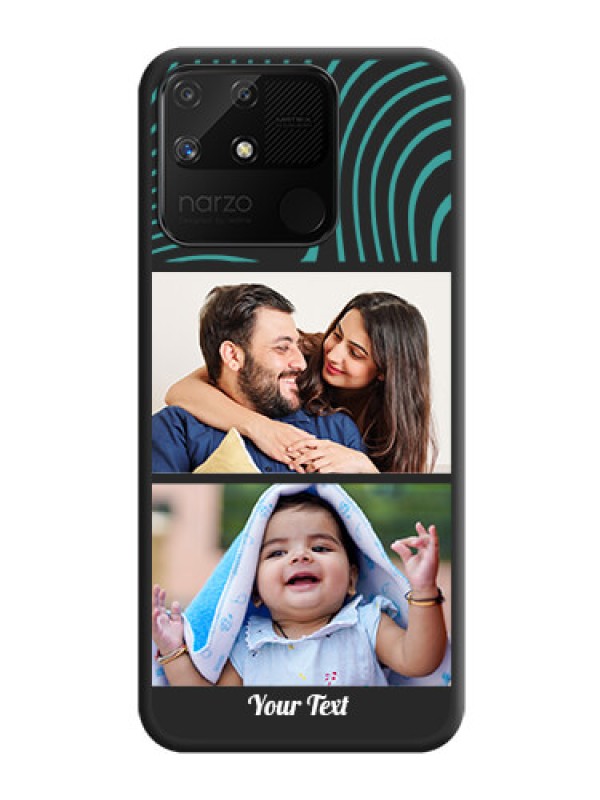 Custom Wave Pattern with 2 Image Holder on Space Black Personalized Soft Matte Phone Covers - Realme Narzo 50A