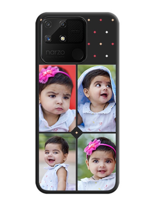 Custom Multicolor Dotted Pattern with 4 Image Holder on Space Black Custom Soft Matte Phone Cases - Realme Narzo 50A