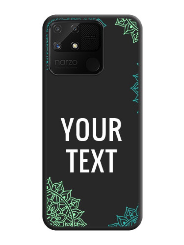 Custom Your Name with Floral Design on Space Black Custom Soft Matte Back Cover - Realme Narzo 50A