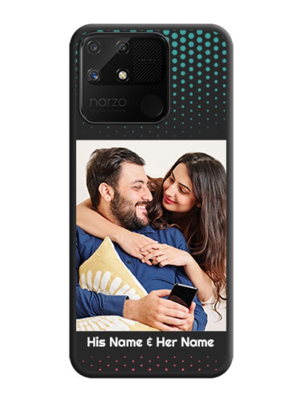 Custom Faded Dots with Grunge Photo Frame and Text on Space Black Custom Soft Matte Phone Cases - Realme Narzo 50A