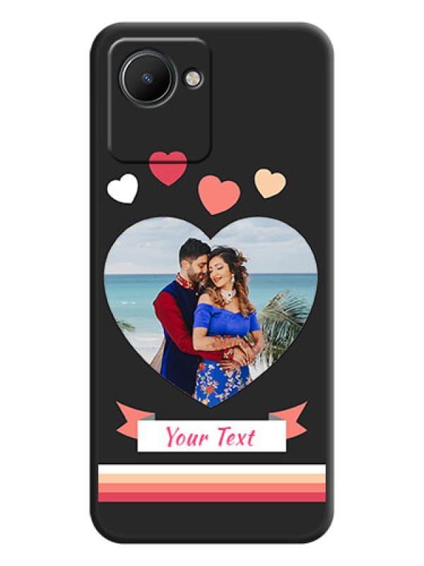 Custom Love Shaped Photo with Colorful Stripes on Personalised Space Black Soft Matte Cases - Narzo 50i Prime