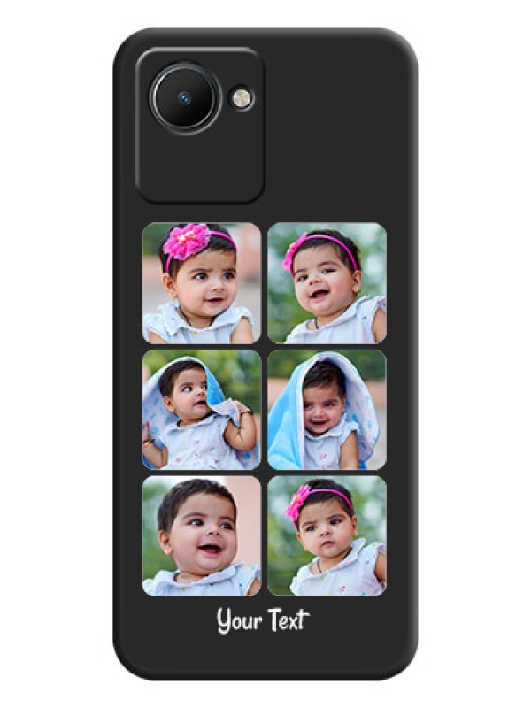 Custom Floral Art with 6 Image Holder on Photo on Space Black Soft Matte Mobile Case - Narzo 50i Prime