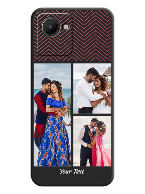 Custom Wave Pattern with 3 Image Holder on Space Black Custom Soft Matte Back Cover - Narzo 50i Prime