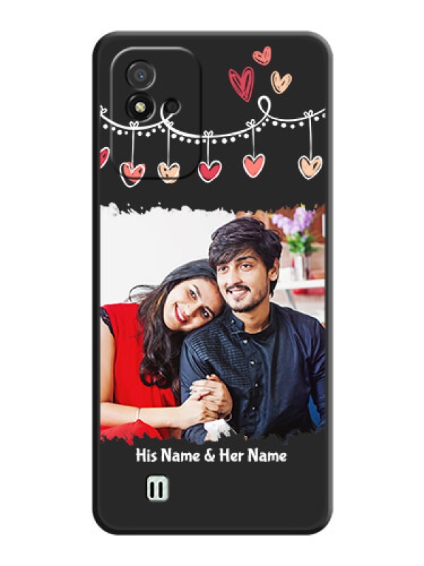 Custom Pink Love Hangings with Name on Space Black Custom Soft Matte Phone Cases - Realme Narzo 50i