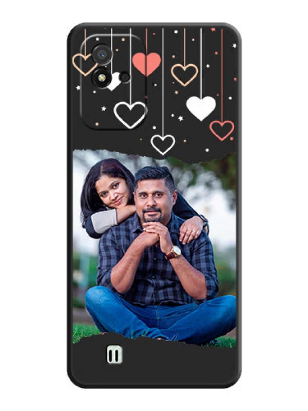Custom Love Hangings with Splash Wave Picture on Space Black Custom Soft Matte Phone Back Cover - Realme Narzo 50i