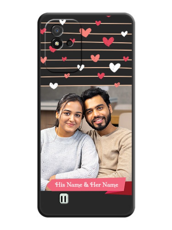 Custom Love Pattern with Name on Pink Ribbon  on Photo on Space Black Soft Matte Back Cover - Realme Narzo 50i