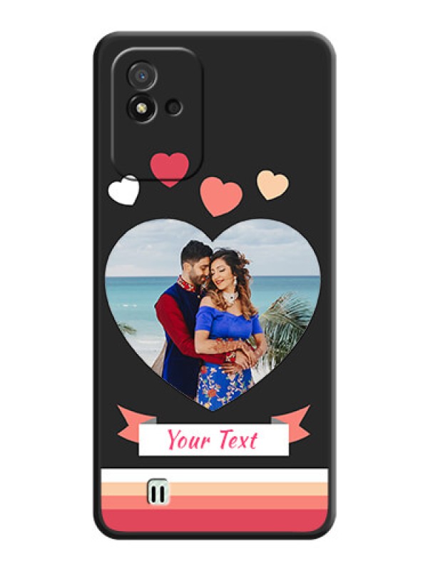 Custom Love Shaped Photo with Colorful Stripes on Personalised Space Black Soft Matte Cases - Realme Narzo 50i