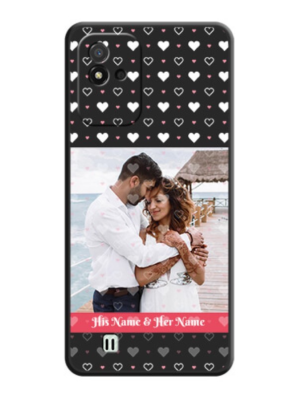 Custom White Color Love Symbols with Text Design on Photo on Space Black Soft Matte Phone Cover - Realme Narzo 50i