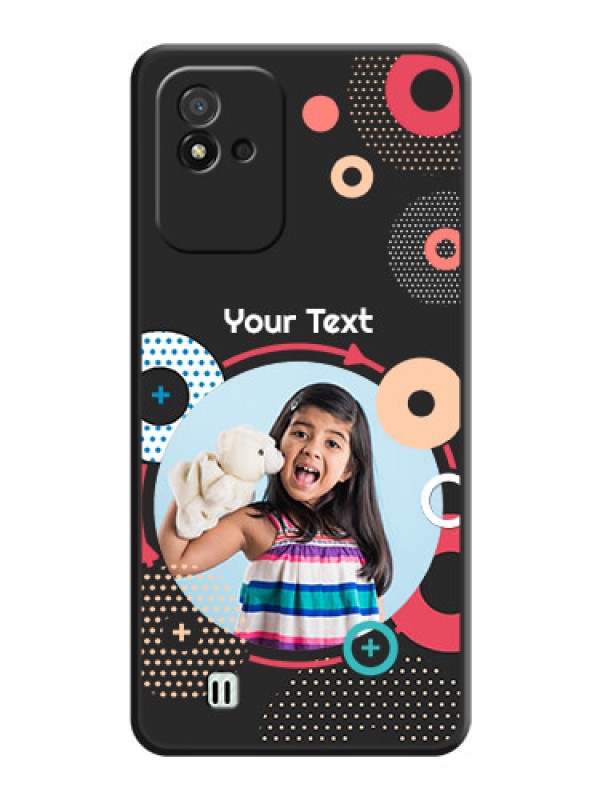 Custom Multicoloured Round Image on Personalised Space Black Soft Matte Cases - Realme Narzo 50i