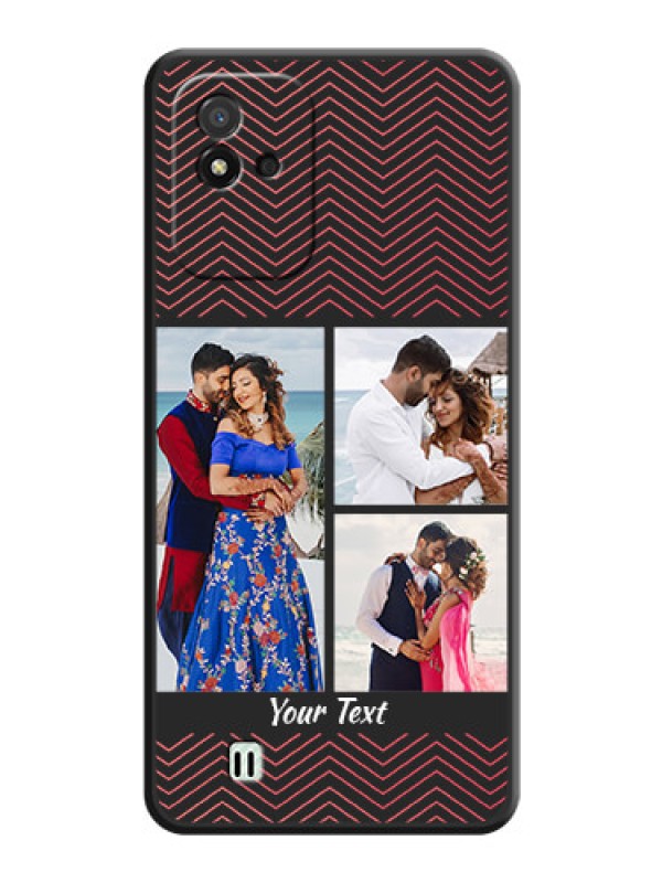 Custom Wave Pattern with 3 Image Holder on Space Black Custom Soft Matte Back Cover - Realme Narzo 50i