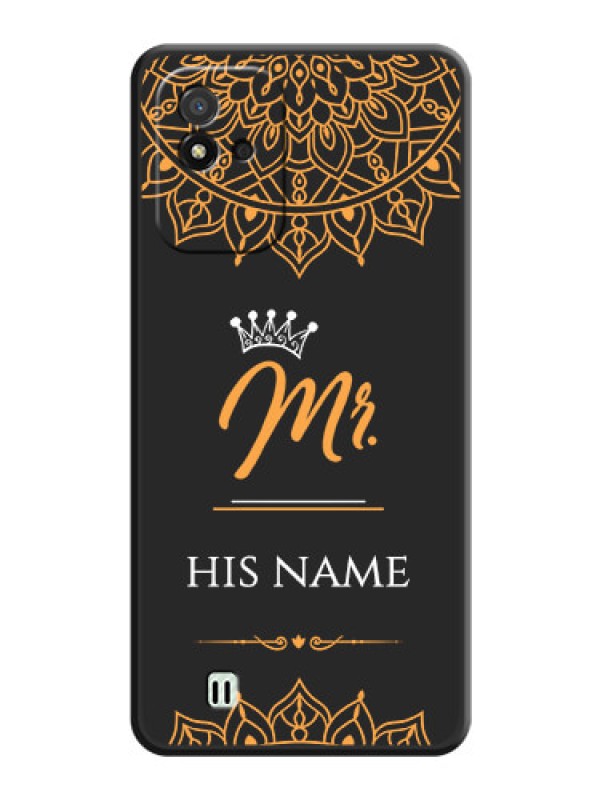 Custom Mr Name with Floral Design  on Personalised Space Black Soft Matte Cases - Realme Narzo 50i
