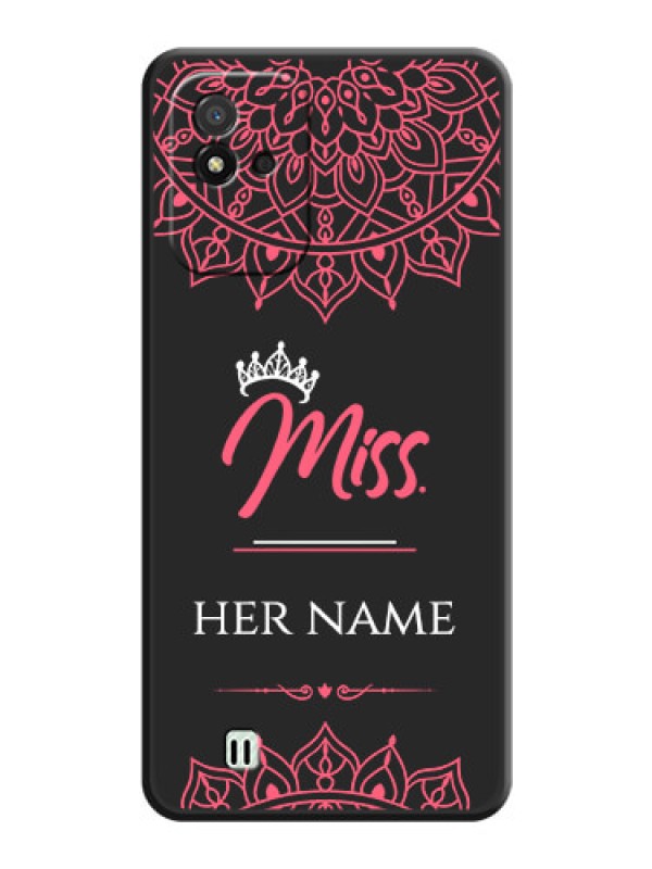 Custom Mrs Name with Floral Design on Space Black Personalized Soft Matte Phone Covers - Realme Narzo 50i