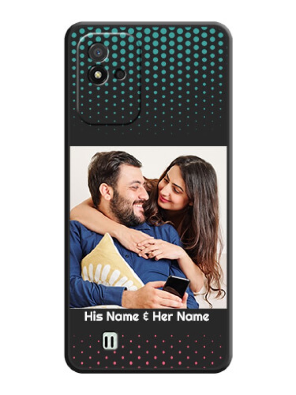 Custom Faded Dots with Grunge Photo Frame and Text on Space Black Custom Soft Matte Phone Cases - Realme Narzo 50i