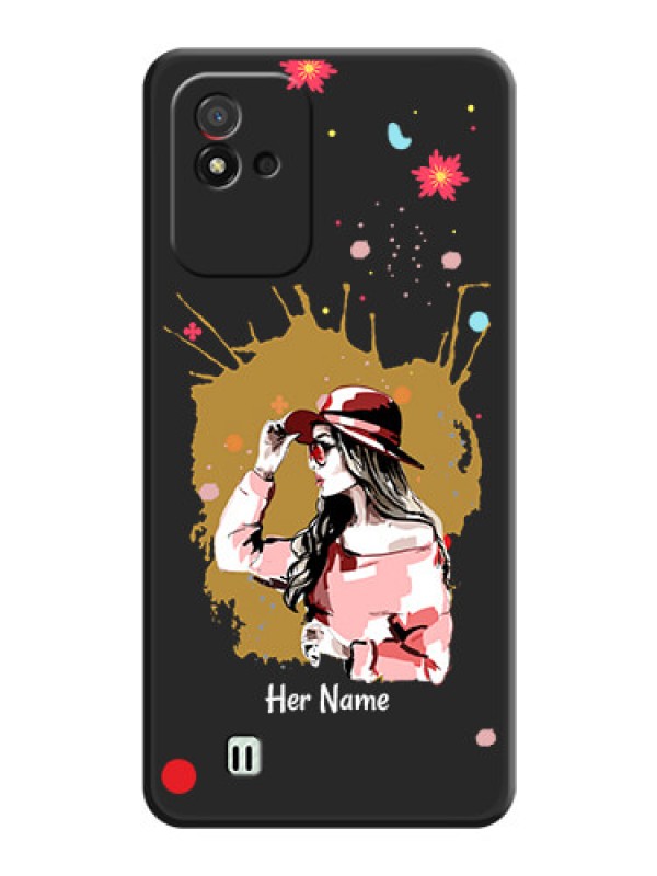Custom Mordern Lady With Color Splash Background With Custom Text On Space Black Personalized Soft Matte Phone Covers -Realme Narzo 50I