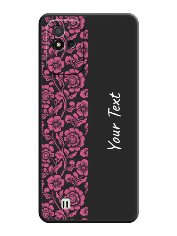 Custom Pink Floral Pattern Design With Custom Text On Space Black Personalized Soft Matte Phone Covers -Realme Narzo 50I