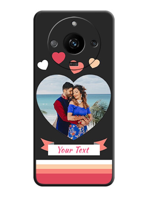 Custom Love Shaped Photo with Colorful Stripes on Personalised Space Black Soft Matte Cases - Realme Narzo 60 5G