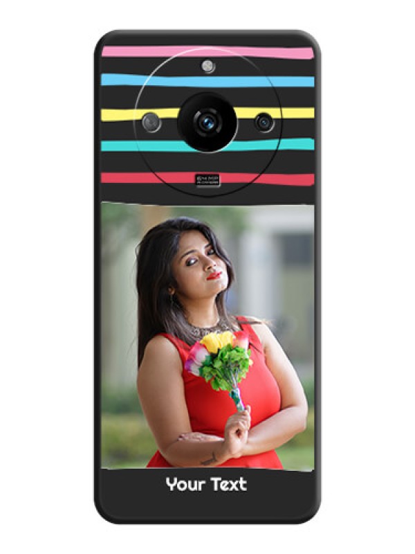 Custom Multicolor Lines with Image on Space Black Personalized Soft Matte Phone Covers - Realme Narzo 60 5G