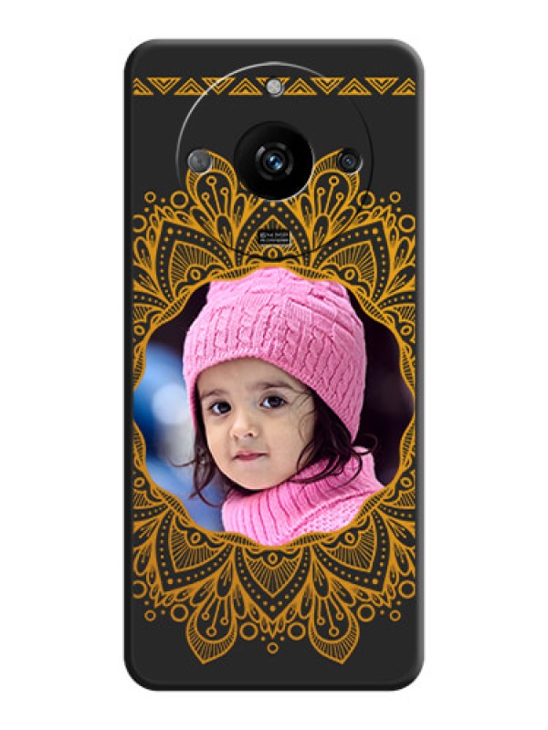 Custom Round Image with Floral Design - Photo on Space Black Soft Matte Mobile Cover - Realme Narzo 60 5G