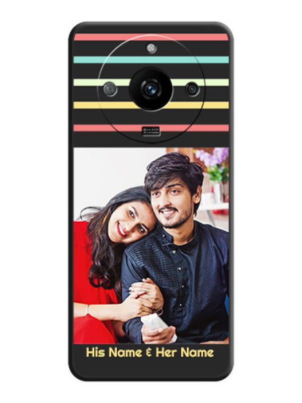 Custom Color Stripes with Photo and Text - Photo on Space Black Soft Matte Mobile Case - Realme Narzo 60 5G