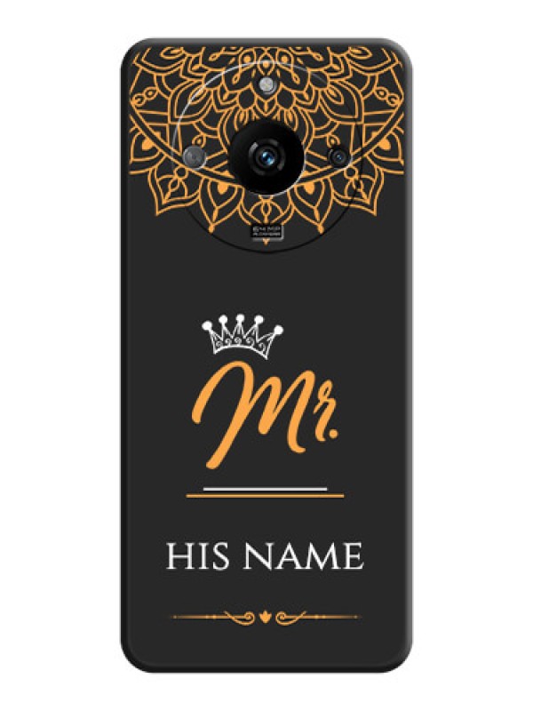 Custom Mr Name with Floral Design on Personalised Space Black Soft Matte Cases - Realme Narzo 60 5G