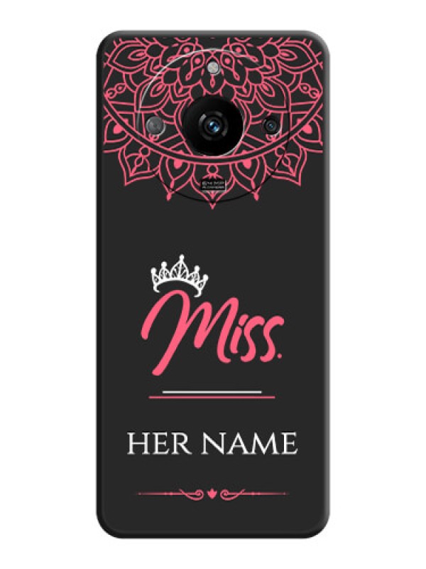 Custom Mrs Name with Floral Design on Space Black Personalized Soft Matte Phone Covers - Realme Narzo 60 5G
