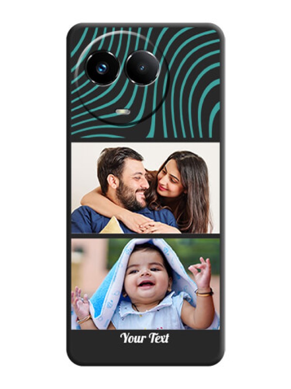 Custom Wave Pattern with 2 Image Holder On Space Black Custom Soft Matte Mobile Back Cover - Narzo 60X 5G