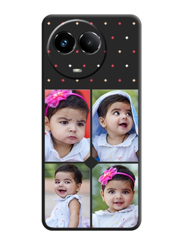 Custom Multicolor Dotted Pattern with 4 Image Holder On Space Black Custom Soft Matte Mobile Back Cover - Narzo 60X 5G